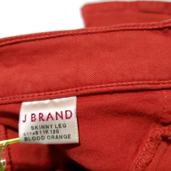 J Brand Women's Skinny Leg 811K120 Mid Rise Jeans in Blood Orange, Size 25 - Picture 7 of 15
